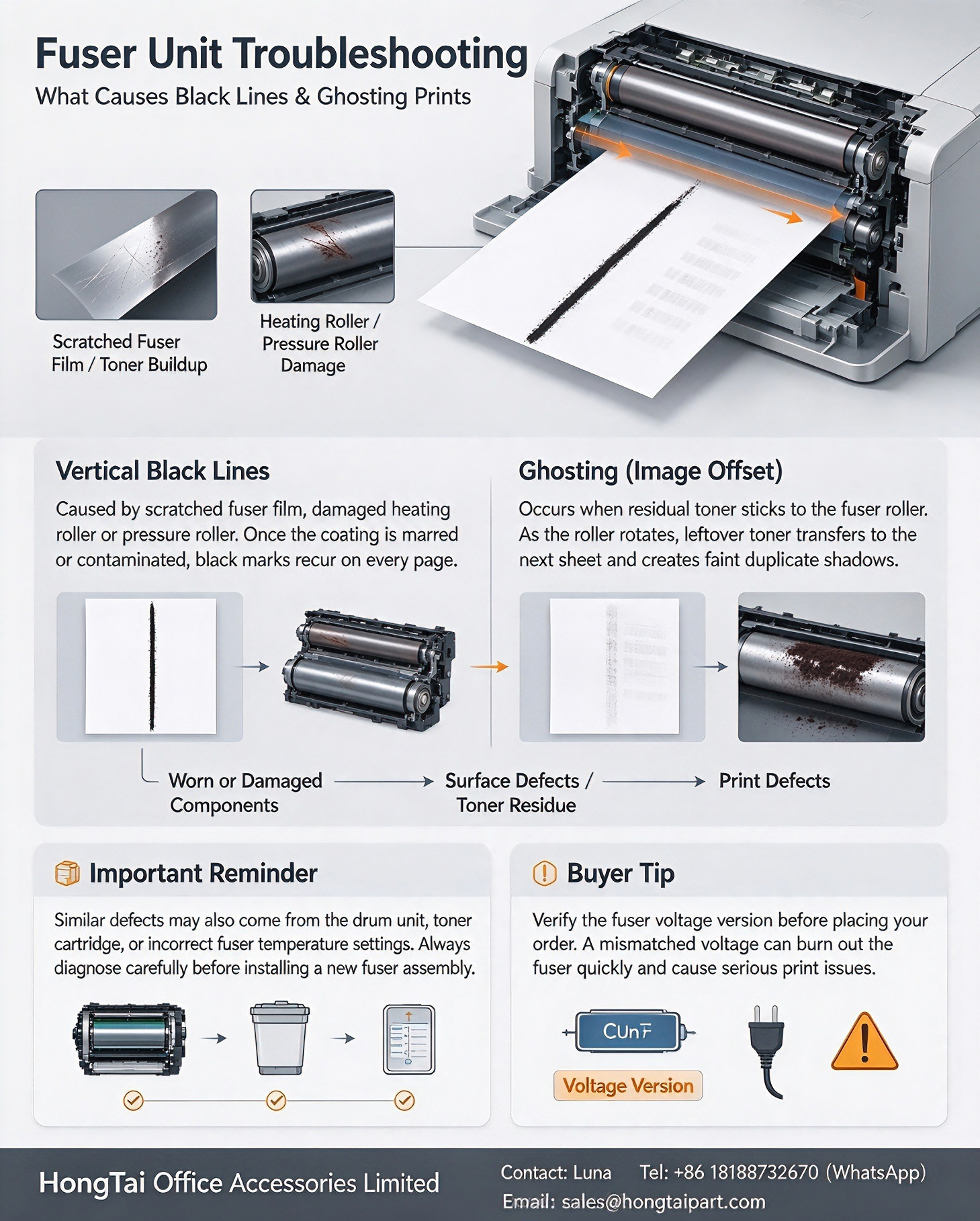 آخرین وبلاگ های شرکت در مورد Fuser Unit Troubleshooting: What Causes Vertical Black Lines & Ghosting on Laser Prints