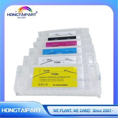 کارتریج جوهر T725A T725A T7251 T7252 T7253 T7254 600ml 6PCS کارتریج جوهر خالی قابل پر کردن مجدد 600ml با تراشه یکبار مصرف سازگار با Epson F2100 F2000 F2130 F2140 F2150 F2160 چاپگر HONGTAIPART